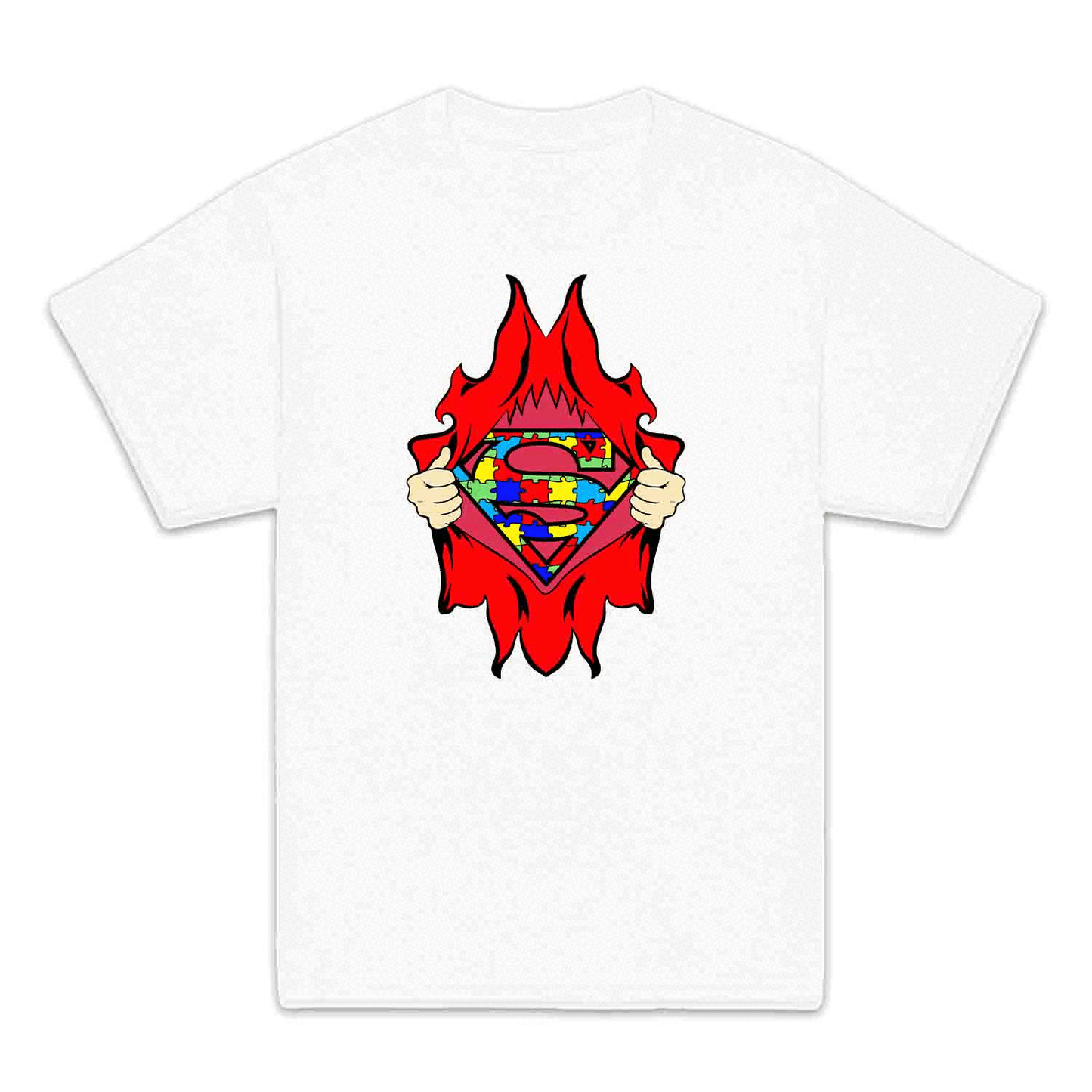 Autism Awareness Kids T-Shirt | Superhero Puzzle Kids Jumper | Torn Superman Logo Hoodie | PRODUCT CODE: ASDBSPEMLGN