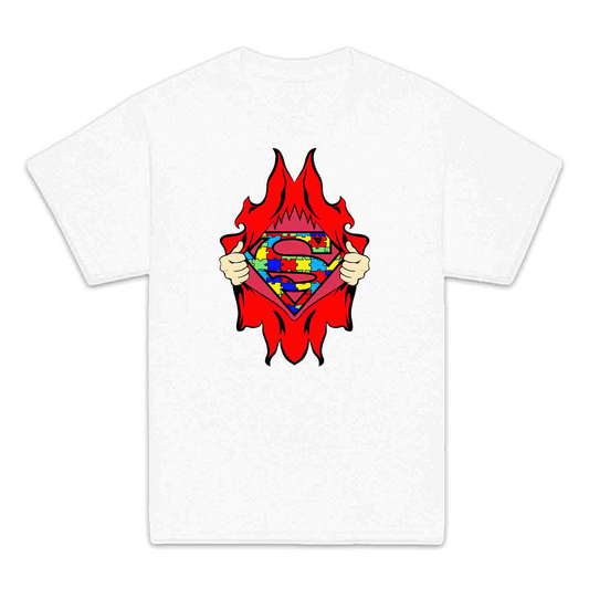 Autism Awareness Kids T-Shirt | Superhero Puzzle Kids Jumper | Torn Superman Logo Hoodie | PRODUCT CODE: ASDBSPEMLGN