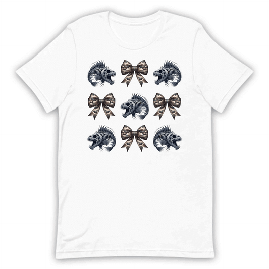 Dark Gothic Fish Skeleton Edgy Camouflage Bow Punk Rock Fishing Anglers | PRODUCT CODE: DKRGOHFSKNE