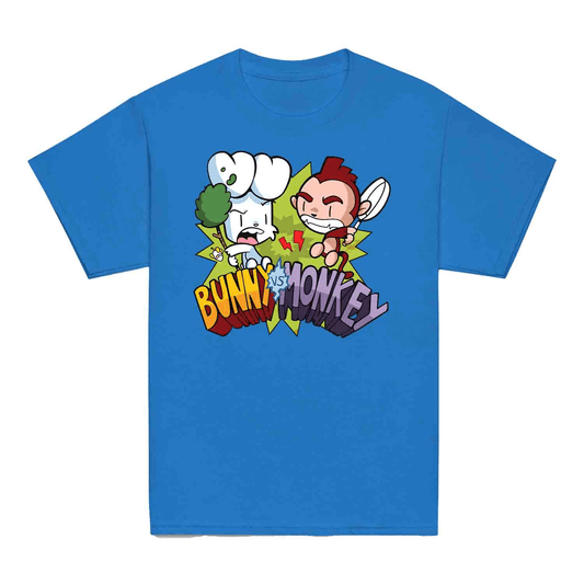 Bunny vs Monkey Kids T-Shirt | Funny Cartoon Rivalry Jumper | World Book Day Hoodie | Wild Comic Book Fights Tee | PRODUCT CODE: BYNSHMCKSDY