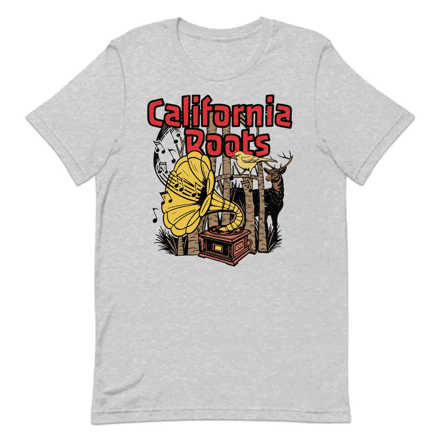 California Roots Retro Music T-Shirt, Sweatshirt, Hoodie – Vintage Gramophone & Nature Vibes | PRODUCT CODE: CFLRYXOWPAVN