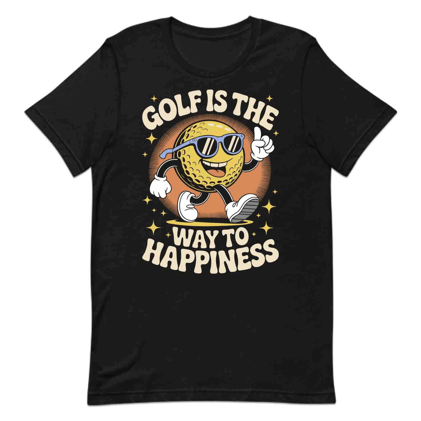 Happy Golf Ball T-Shirt, Retro Golf Sweatshirt, Vintage Golf Lovers Hoodie | PRODUCT CODE: HPRETSACY