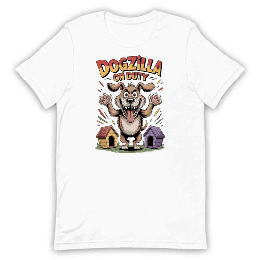 Dogzilla On Duty T-Shirt, Funny Dog Sweatshirt & Cartoon Hoodie | PRODUCT CODE: DGFGHSADL