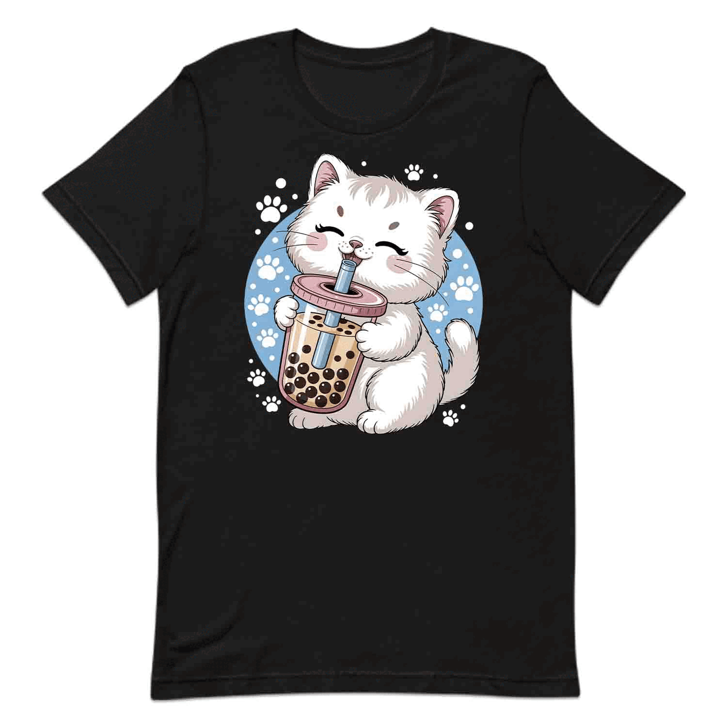 Kawaii Boba Cat T-Shirt, Cute Bubble Tea Sweatshirt, Pastel Kitty Hoodie | PRODUCT CODE: KJQWEBSCD