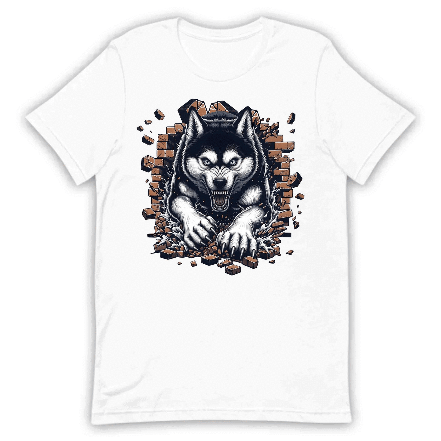 Husky Breaking Through Brick Wall 3D Realistic Dog | PRODUCT CODE: HJKUCYWFLBKN