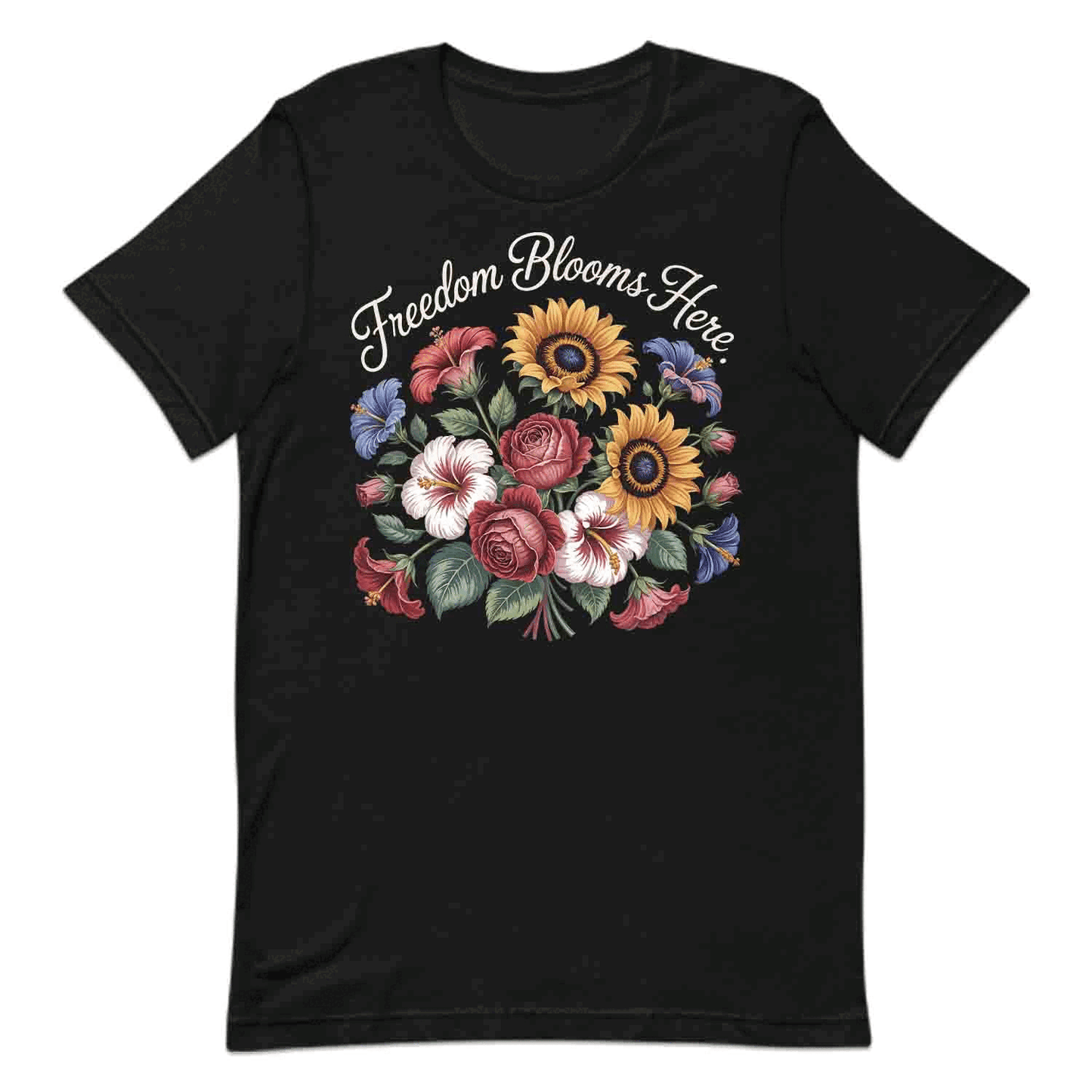 Freedom Blooms T-Shirt, Vintage Floral Sweatshirt, Patriotic Garden Hoodie | PRODUCT CODE: FJWHERMB