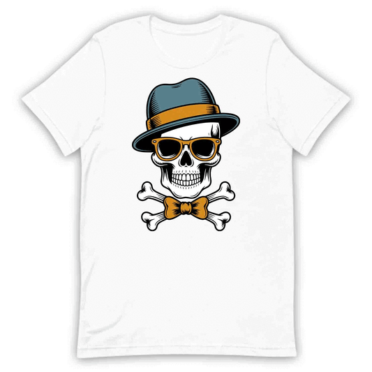 Vintage Hipster Skull T-Shirt, Hoodie & Sweatshirt | Retro Skeleton Fedora Punk Goth Vibes | PRODUCT CODE: KJSADHJWR