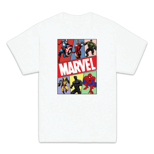 Marvel Superhero Avengers Kids T-Shirt | Comic Book Heroes Jumper | Captain America, Iron Man, Hulk, Wolverine, Black Panther & Spider-Man Hoodie | PRODUCT CODE: MRVDSHIEPAVG