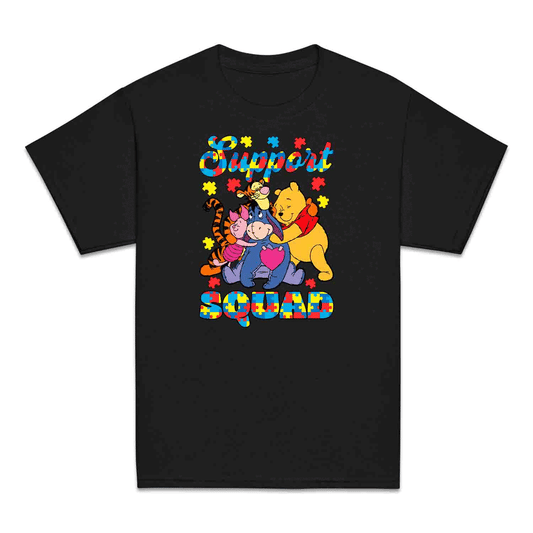 Autism Support Squad Kids T-Shirt | Winnie the Pooh & Friends Hug Kids Jumper | Inclusion Puzzle Hoodie | PRODUCT CODE: AURNYMCPALZ