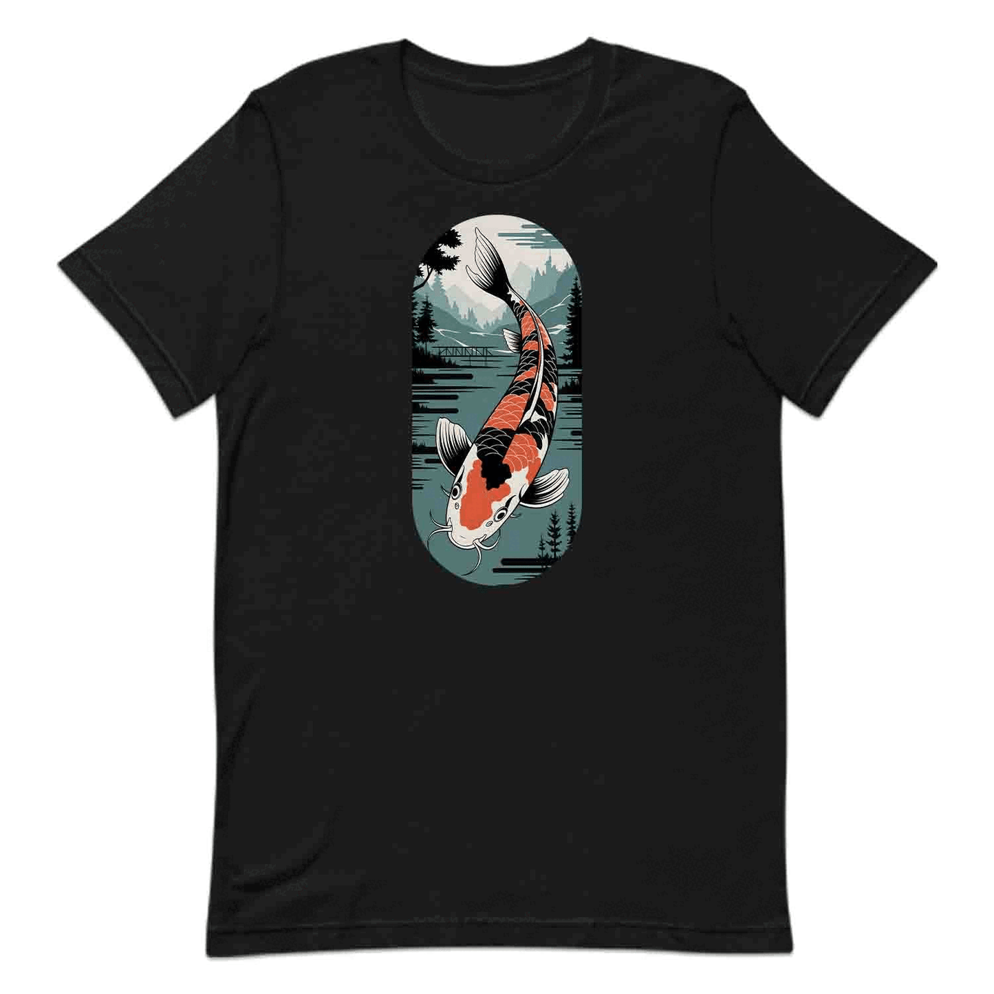 Japanese Koi Fish T-Shirt, Serene Landscape Sweatshirt, Nature-Inspired Asian Art Hoodie | PRODUCT CODE: JKWEQPODF