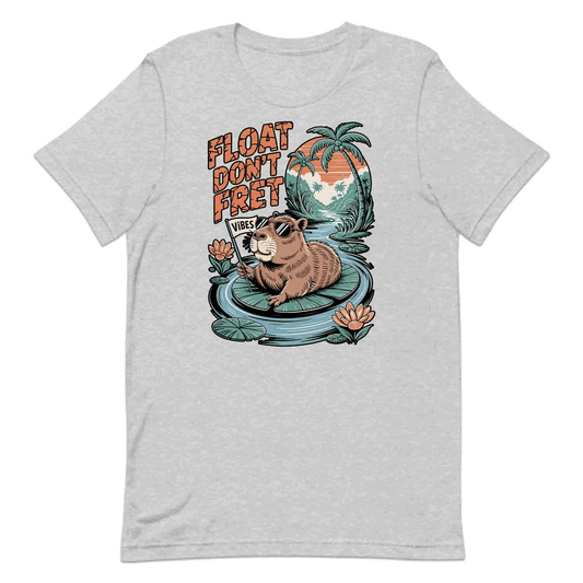 Float Don’t Fret T-Shirt, Chill Capybara on Lily Pad Tee, Zen Vibes Nature Lover Top | PRODUCT CODE: FKJQHWEKB