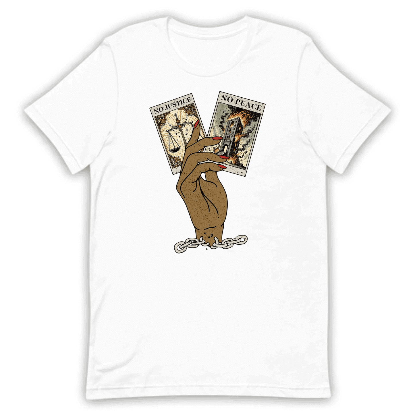 Black History Month No Justice No Peace Empowering Tarot Cards in Hand | PRODUCT CODE: BKHTRYMNJUSP