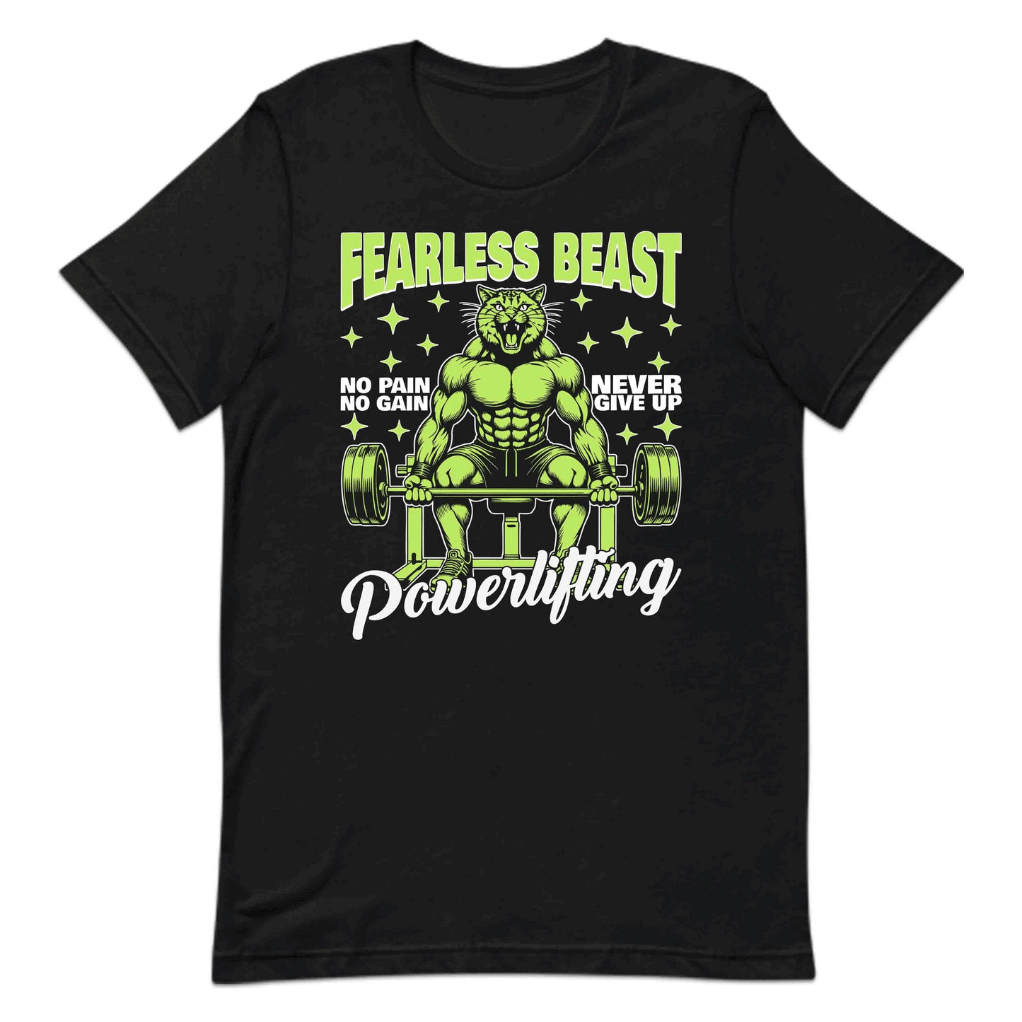 Fearless Cat Gym Beast Powerlifting No Pain No Gain | PRODUCT CODE: FRLCTAGYMBPW
