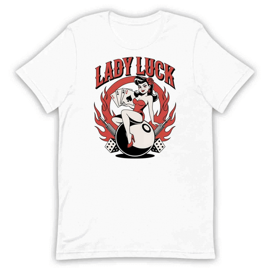 Sexy Lady Luck Gambler T-Shirt, Pin-Up Cards & Flames Sweatshirt, Rockabilly Poker Night Casino Vibes Hoodie | PRODUCT CODE: SAXIJWEJKG