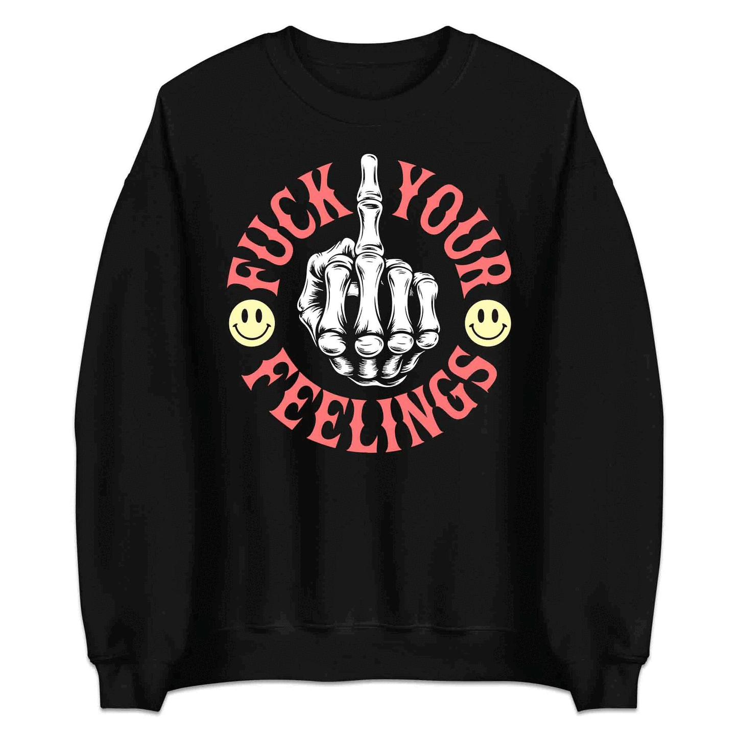 Skeleton Middle Finger T-Shirt, Dark Humor Sweatshirt, Sarcastic Rebel Hoodie | PRODUCT CODE: SKWERFN