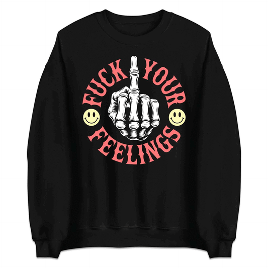 Skeleton Middle Finger T-Shirt, Dark Humor Sweatshirt, Sarcastic Rebel Hoodie | PRODUCT CODE: SKWERFN