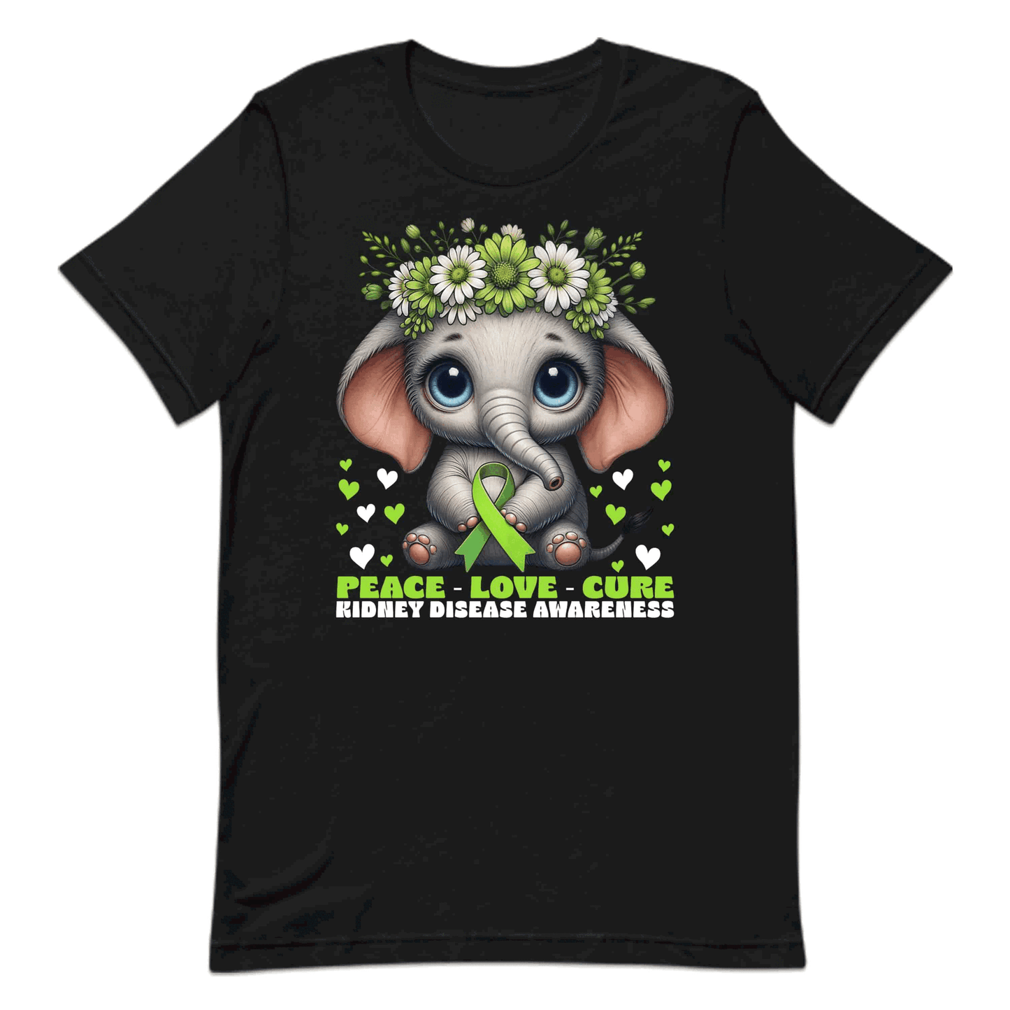 Peace Love Cure Floral Elephant Kidney Disease Awareness | PRODUCT CODE: FLOEPHNTADVWS