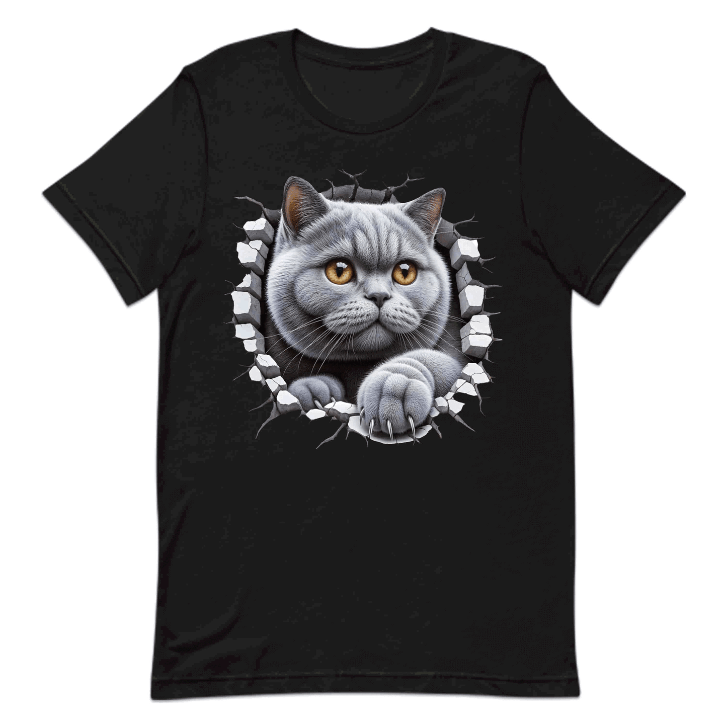 British Shorthair Cat Breaking Through Wall 3D Realistic Cat | PRODUCT CODE: BRTSHCAKNGWA