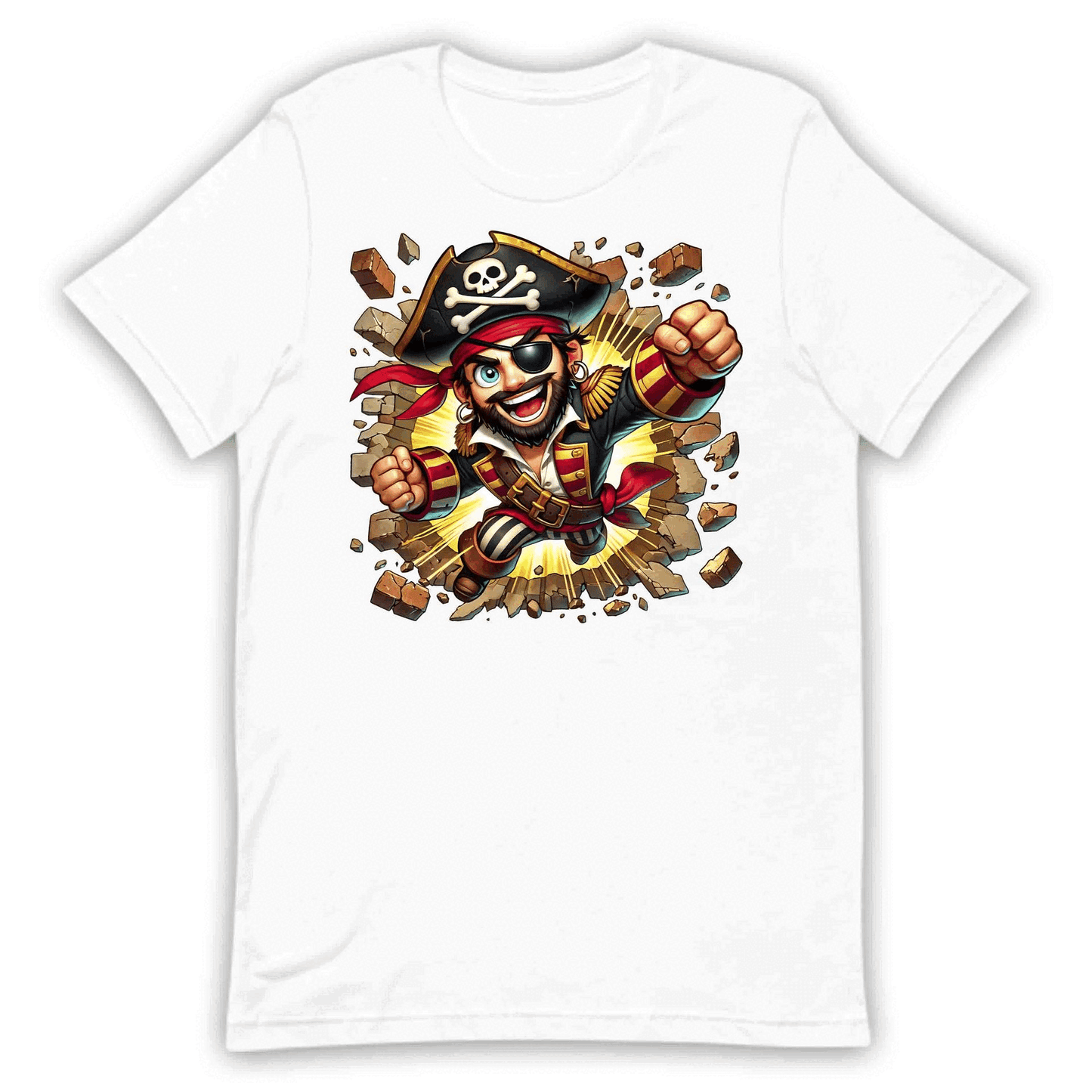 3D Realistic Pirate Captain Breaking Through Brick Wall | PRODUCT CODE: RPATCMNBKGW