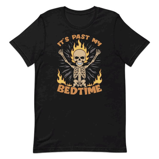 Spooky Skeleton T-Shirt, Night Owl Flaming Skull Sweatshirt, Funny Halloween Hoodie | PRODUCT CODE: JBKJSBFD