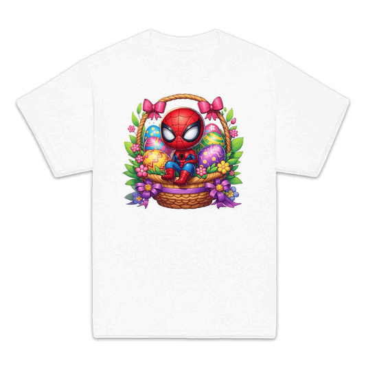 Spider-Man Easter Basket Kids T-Shirt | Chibi Superhero Egg Hunt Jumper | Fun Marvel Holiday Hoodie | PRODUCT CODE: SPEUYHRCETU