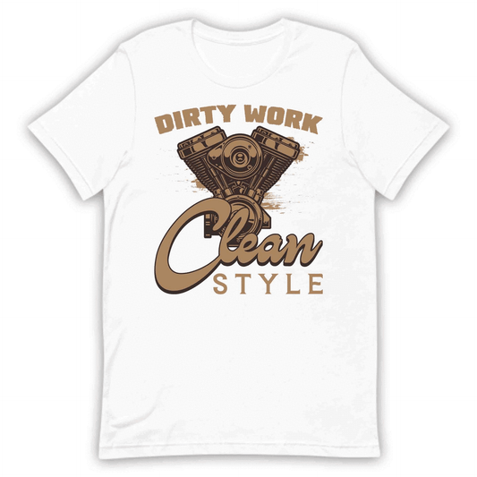 Dirty Work Clean Style Classic Mechanic Inspired  Vintage Motorcycle Engine | PRODUCT CODE: DRYTWKORCLNES