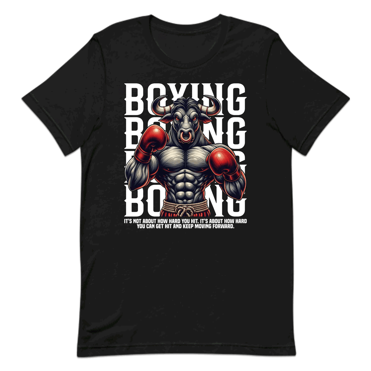 Boxing Bull Motivational Strong Fighter Quote | PRODUCT CODE: BXNGLUMOTVFGH