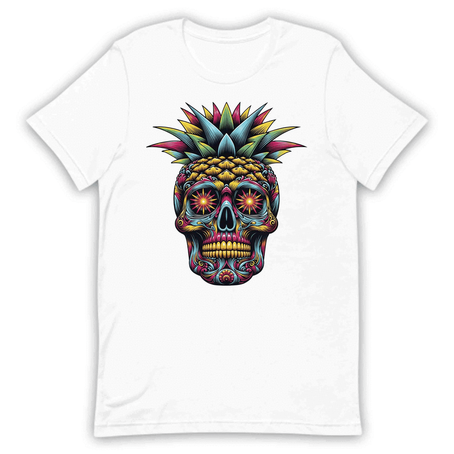 Neon Sugar Skull Pineapple Psychedelic Day of the Dead Colorful Festival Aesthetic | PRODUCT CODE: NOSGURLPNEYD