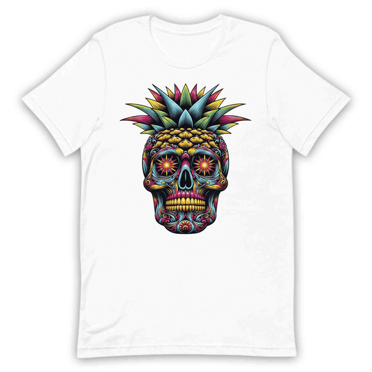Neon Sugar Skull Pineapple Psychedelic Day of the Dead Colorful Festival Aesthetic | PRODUCT CODE: NOSGURLPNEYD