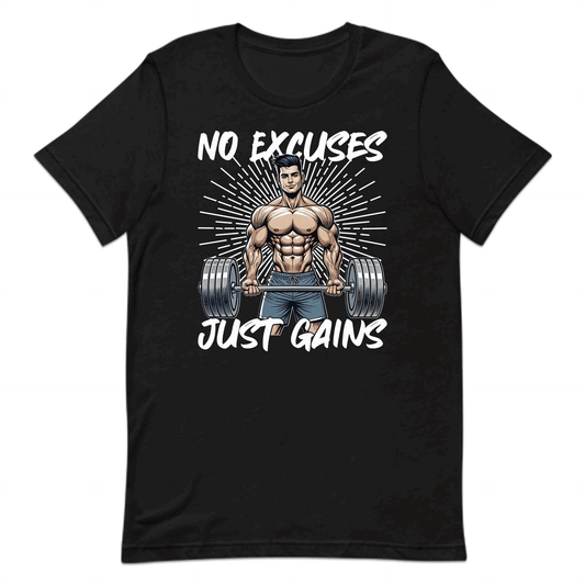 No Excuses Just Gains Gym Fitness Fanatics Muscle Building | PRODUCT CODE: NEXUSGMYFTBD