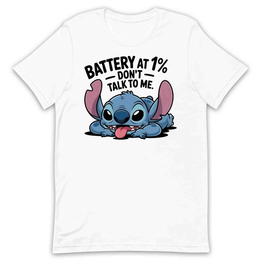 Disney Lilo & Stitch Battery at 1% T-Shirt, Funny Introvert Sweatshirt, Sarcastic Disney Hoodie | PRODUCT CODE: DJSADLKWLV