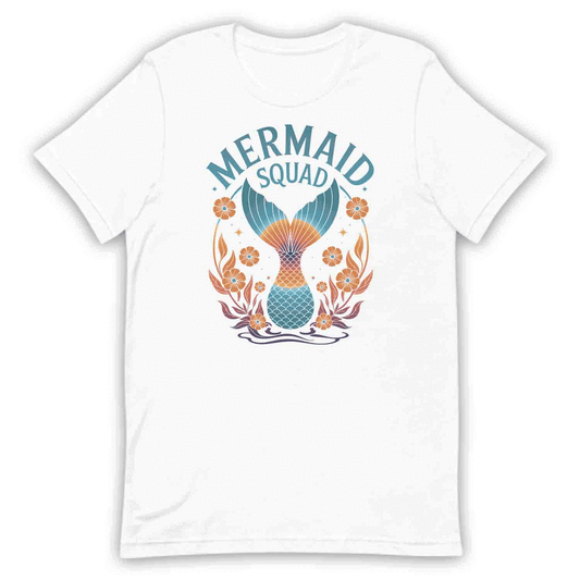 Mermaid Squad T-Shirt, Rainbow Tail Ocean Hoodie, Sea Lover Summer Vacation Tee | PRODUCT CODE: MEBWRSAQH
