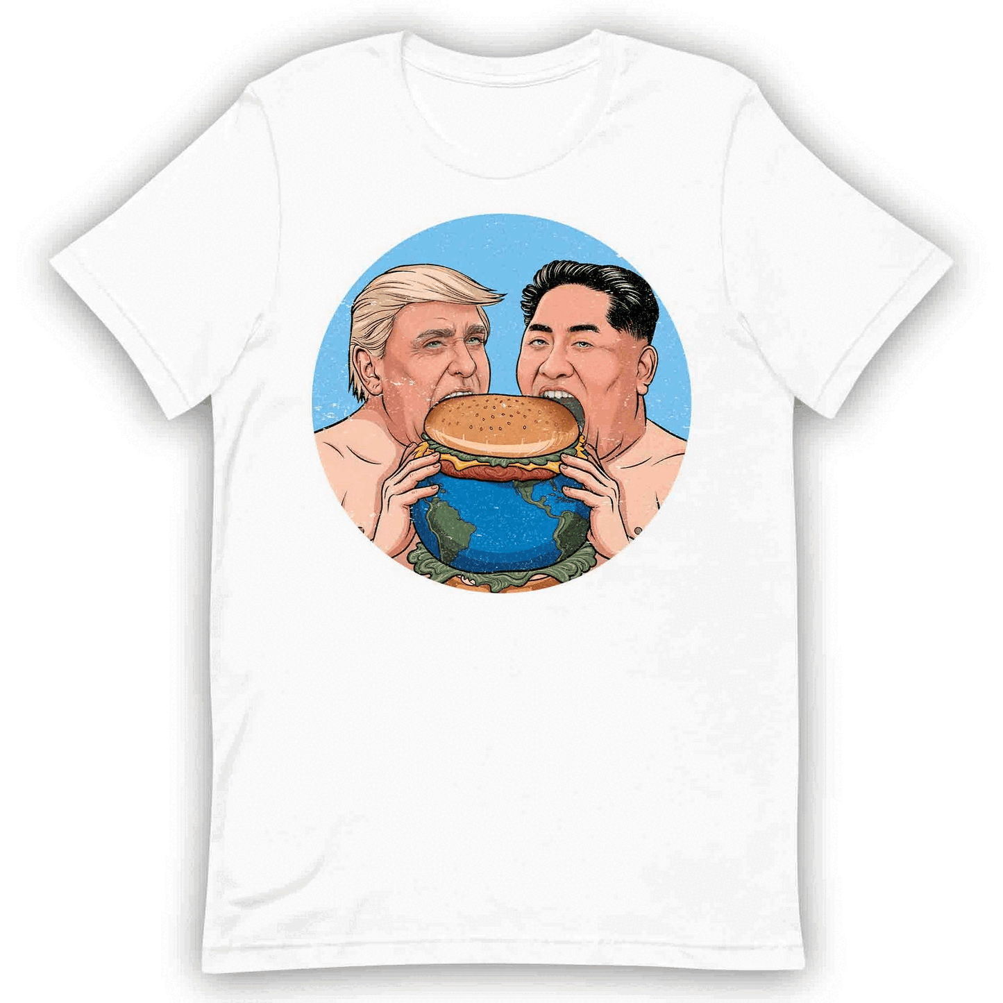 Funny Political Satire T-Shirt | Global Leaders Earth Burger Jumper | World Power Hunger Hoodie | PRODUCT CODE: FNPLCTASGB