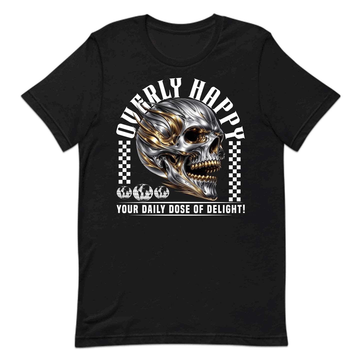 Overly Happy Skull Stunning Chrome & Gold Skull | PRODUCT CODE: OVRHPYSKLUCHM