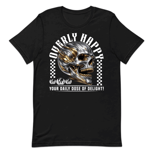 Overly Happy Skull Stunning Chrome & Gold Skull | PRODUCT CODE: OVRHPYSKLUCHM