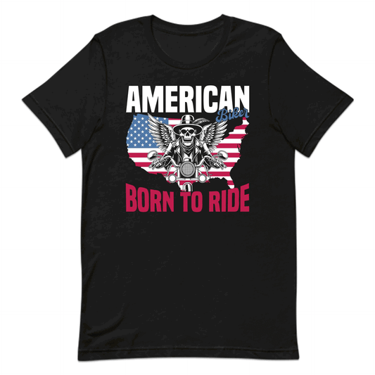Born To Ride American Biker Patriotic Skull Rider USA Flag | PRODUCT CODE: BWIRAMCDEOQML
