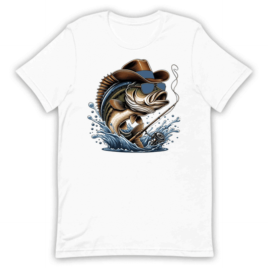 Western Bass Fishing Outdoor Fishermen Cowboy Bass with Sunglasses | PRODUCT CODE: WSTRNBSFHCSM