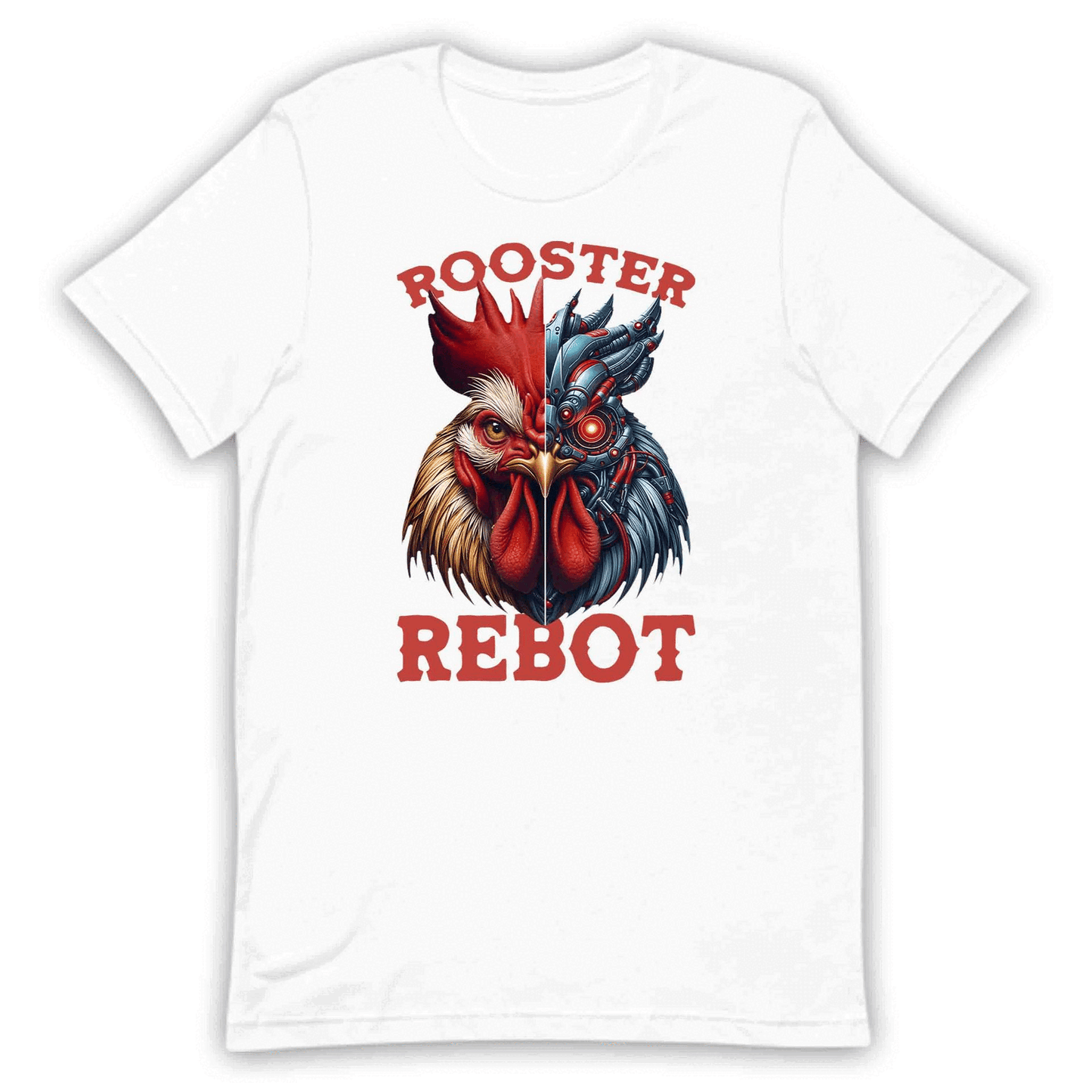 Half Cyberpunk Rooster Half Realistic Chicken Futuristic AI-Mech Bird Steampunk Cybernetic | PRODUCT CODE: FLDEHABVWICYJ