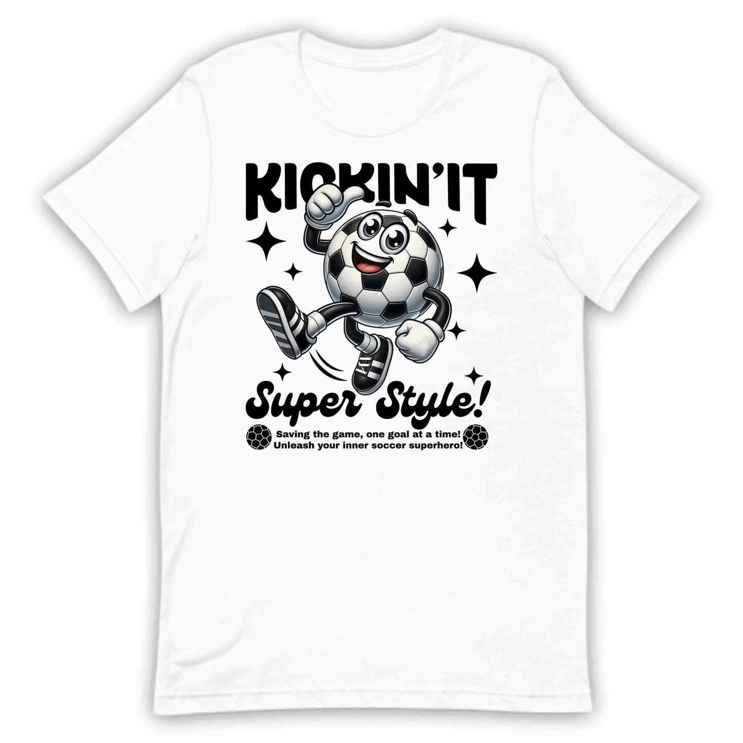 Funny Soccer Ball Character Kickin’ It Super Style Football Players | PRODUCT CODE: KCNTSPRUEYTL
