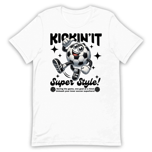 Funny Soccer Ball Character Kickin’ It Super Style Football Players | PRODUCT CODE: KCNTSPRUEYTL