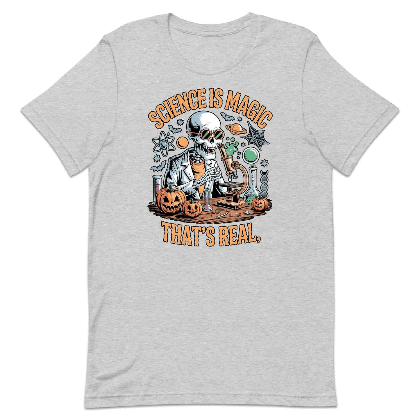 Science Is Magic T-Shirt, Skeleton Scientist Sweatshirt, Pumpkin Lab Hoodie | PRODUCT CODE: SCNMWERJG