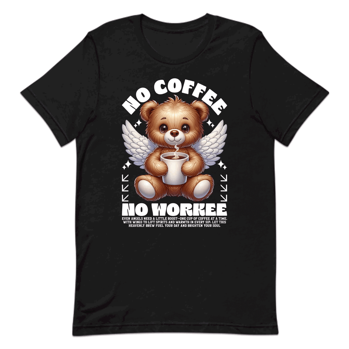 No Coffee No Workee Funny Coffee Bear Angel | PRODUCT CODE: FNYCFEBRANGLW