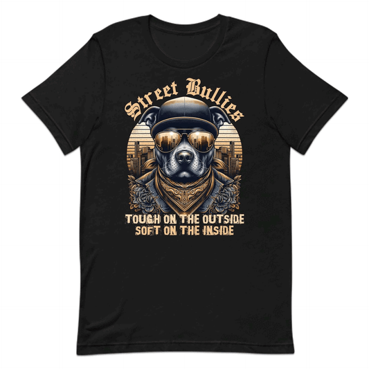 Street Bullies Bulldog Urban Dog with Bandana & Gold-Tinted Sunglasses | PRODUCT CODE: STRBLGDURBFL