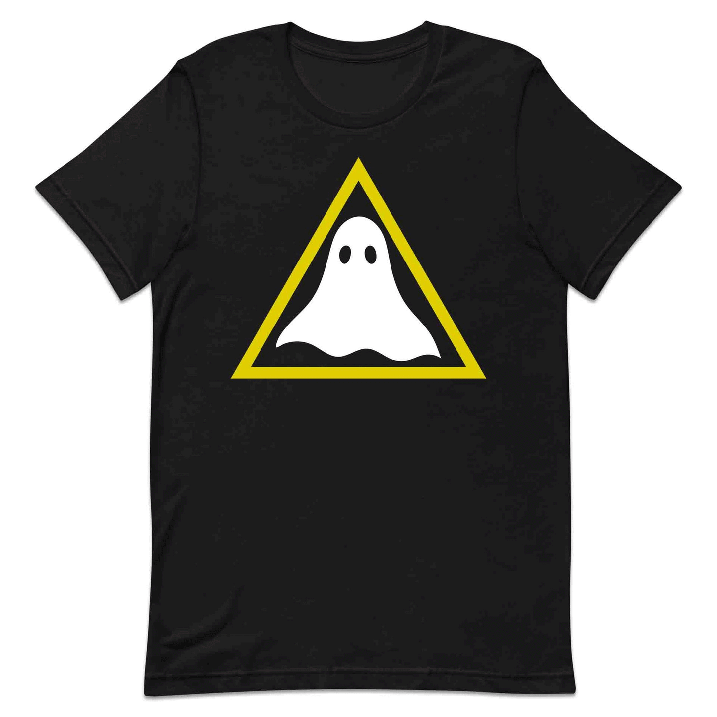 Funny Ghost Warning Sign T-Shirt, Jumper & Hoodie – Spooky Haunted Hazard for Halloween & Paranormal Lovers | PRODUCT CODE: GNSDAKAS