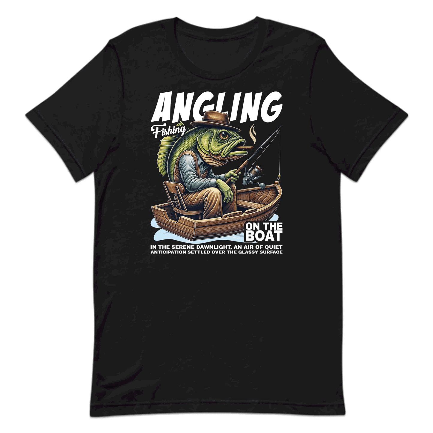 Vintage Angler Fishing Artistic Fish in Boat Smoking Cigar | PRODUCT CODE: VNAGLREFHGATB