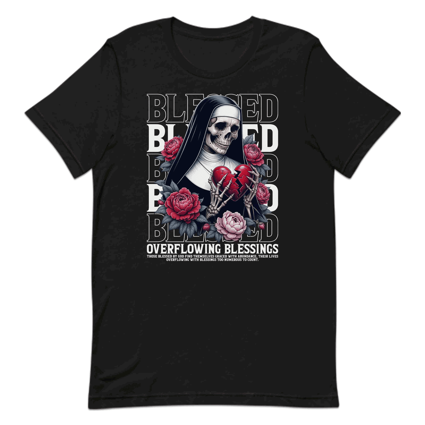 Blessed Skeleton Nun Gothic Faith-Inspired Broken Heart and Roses | PRODUCT CODE: SKTLNBLDEGOF