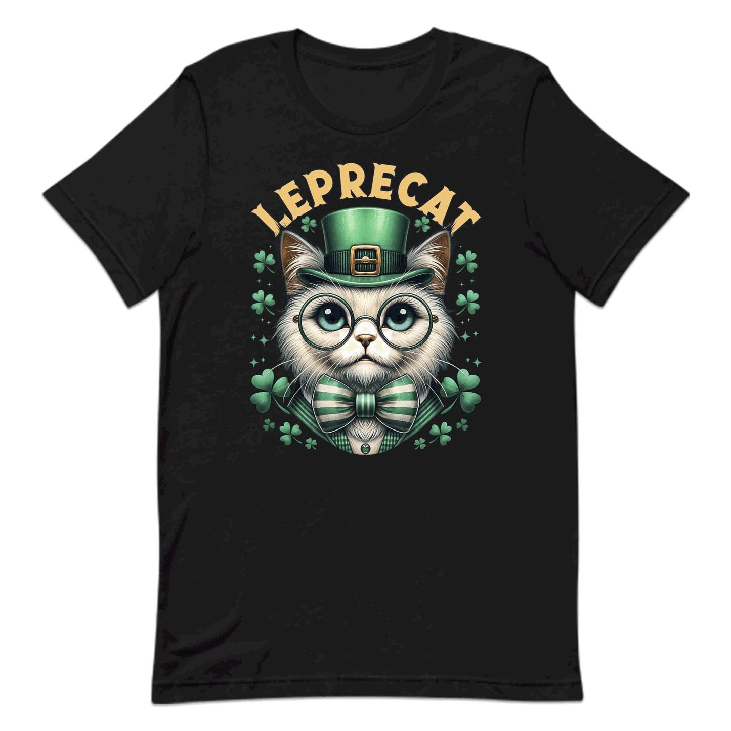 Leprecat St. Patrick's Day Cute Irish Cat with Shamrocks | PRODUCT CODE: LPRTBJENAOEM
