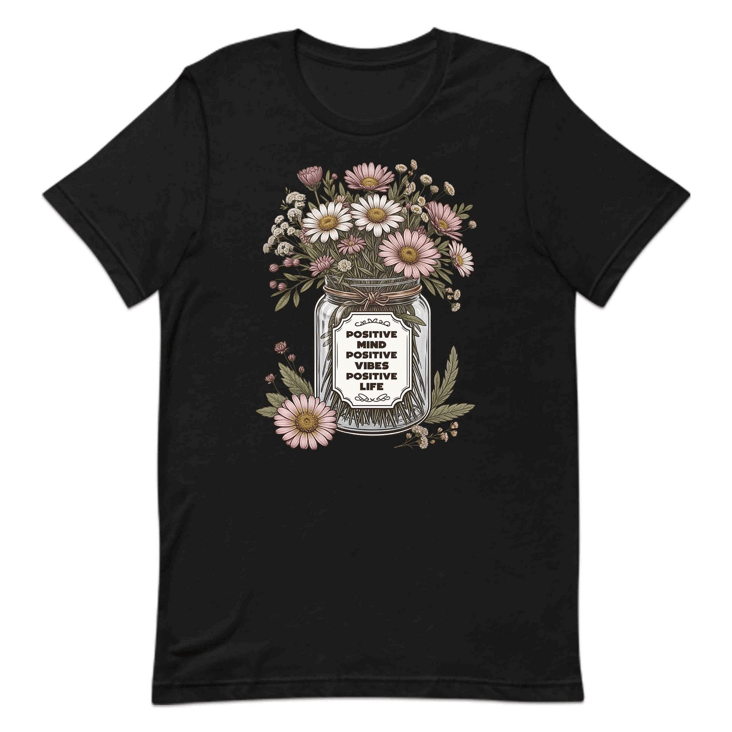 Positive Mind Positive Vibes Positive Life Floral Inspirational Quote | PRODUCT CODE: PSTVMNLFVBEOUT