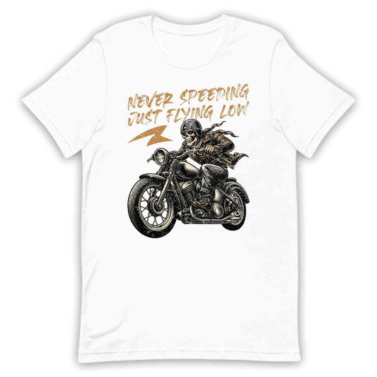 Vintage Skull Rider Never Speeding Just Flying Low Retro Skeleton Biker | PRODUCT CODE: VTGNSKBVSICEK