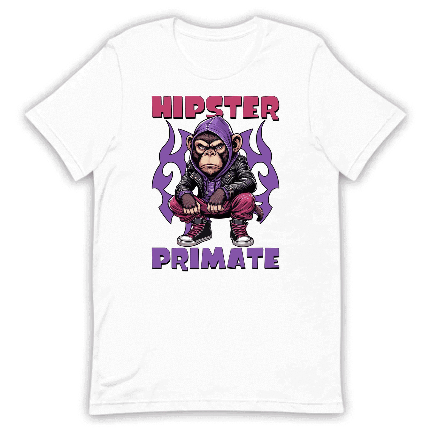 Hipster Primate Gorilla in Leather Jacket & Hoodie Iconic Urban Streetwear | PRODUCT CODE: HPSTRSWNTQYC